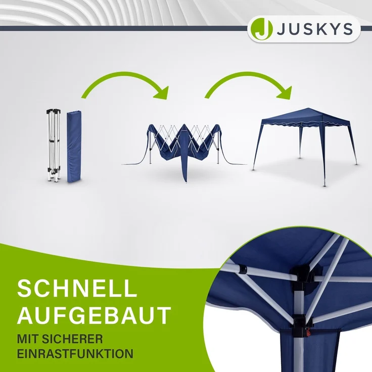 Juskys 'Vivara' Faltpavillon mit Tasche, höhenverstellbar, UV50+ & wasserabweisend, Stahl / Polyester blau, 3x3 m – Bild 5