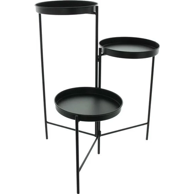 Pflanzenständer "Modern" aus Metall, matt schwarz, für 3 Blumen, 60 cm hoch, klappbar, Blumentreppe – Bild 2