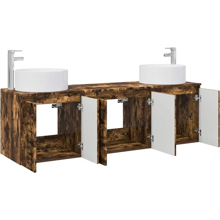 vidaXL Badezimmerschrank-Set 3 stk. Geräucherte Eiche 3405732 – Bild 3