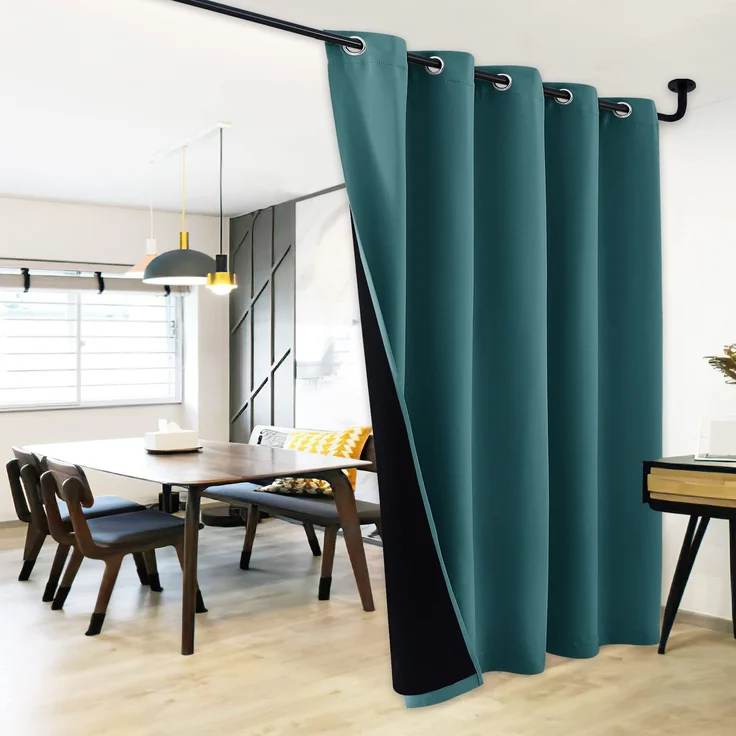 NICETOWN 100% Verdunkelungsvorhang für Terrassenschiebetüren, breit gefüttert, hält warm, Glasschiebetür-Panel für Nachtschicht (Sea Teal, 1 Panel, 177,8 cm breit x 241,3 cm lang)