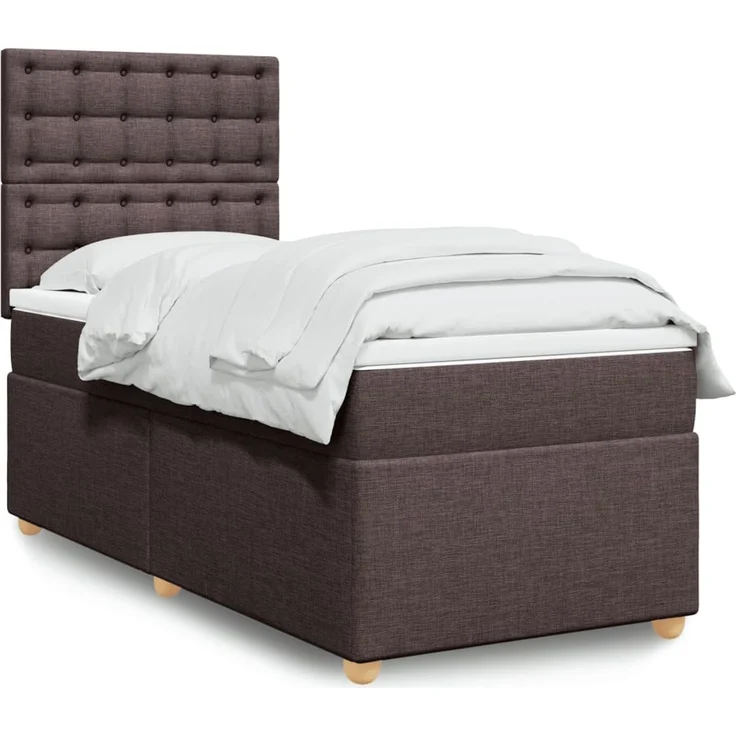vidaXL Boxspringbett mit Matratze Dunkelbraun 100x200 cm Stoff 3293508 – Bild 1