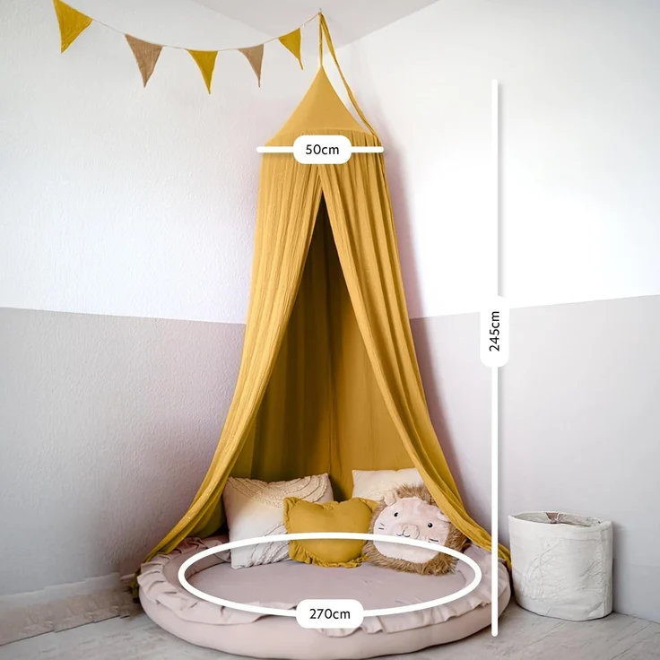 lilimaus Betthimmel Hochwertiger Baldachin Betthimmel Kinderzimmer, Gold Applikation, Stilvoller Baldachin für Baby- und Kinderzimmer – Bild 5