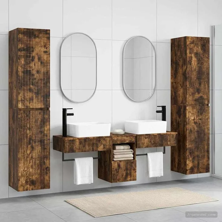 vidaXL Badezimmerschrank-Set 5 stk. Geräucherte Eiche 3406018