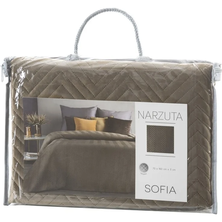 Tagesdecke Velours Samtdecke Gesteppt Steppdecke Klassische Decke SOFIA braun 70x160 cm braun – Bild 4