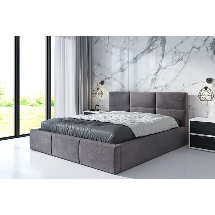 Polsterbett EMILI 120x200 mit Matratze, Bettkasten und Lattenrost. Farbe: Grau 16 – Bild 2