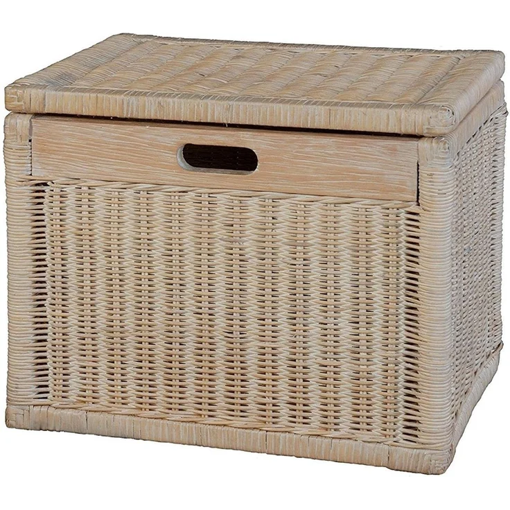 Krines Home Aufbewahrungskorb Hoher Korb mit Deckel Rattan geflochten Regalkorb Aufbewahrungsbox, Mit Inlett – Bild 1
