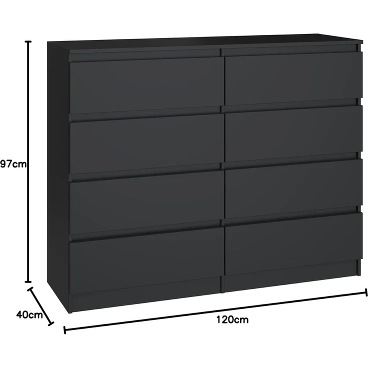 ibonto HOCHKOMMODE Schwarz 40x120x97cm (H 97 x T 40 x B 120 cm) – Bild 3
