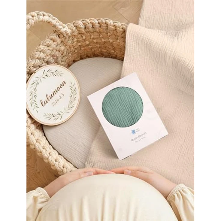 Lulu moon Musselin Decke Baby - Atmungsaktive Babydecke,Baby Decken Neugeborenen,Weiche Krabbeldecke für Kinder,Musselin Schlafdecken für Kleinkinder Mädchen Junge 120x120 cm(Elfenbein) – Bild 3