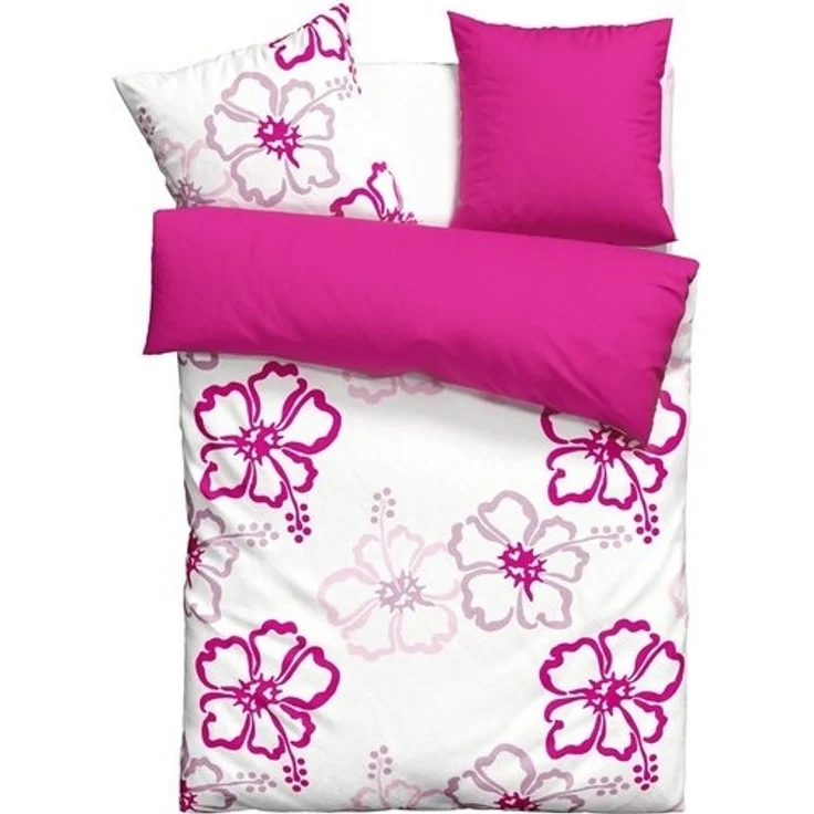OTTO home Wendebettwäsche Litschi, Polycotton recycelt, 2 teilig, ab Größe 135x200 cm, mit Blumen, in 2 Qualitäten erhältlich, Hawaii – Bild 4