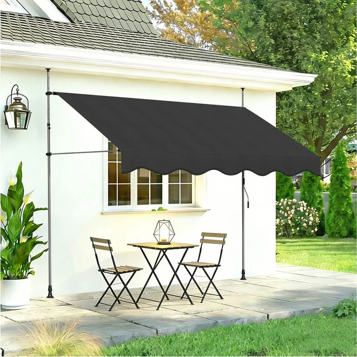 JEOBEST Klemmmarkise Balkonmarkise ohne Bohren, Markise mit Handkurbel 285cm (1-St. Gelenkarmmarkise,Höhenverstellbar,UV-beständig)für Garten,Balkon – Bild 3