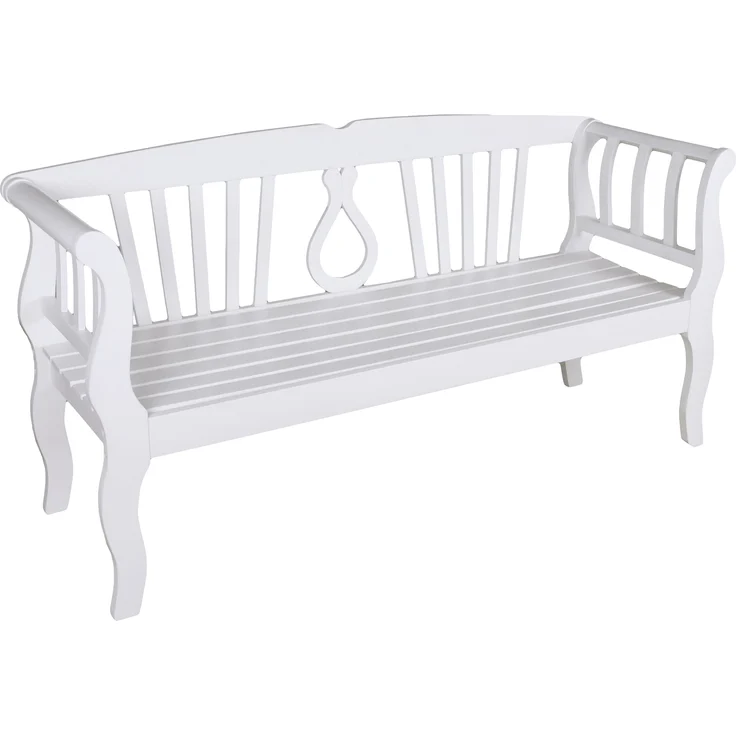 Gartenbank KAUNAS - 175cm Breit, Eukalyptus, Weißgrau | Terrassenbank Wetterfest Sitzbank Outdoor Bank – Bild 1