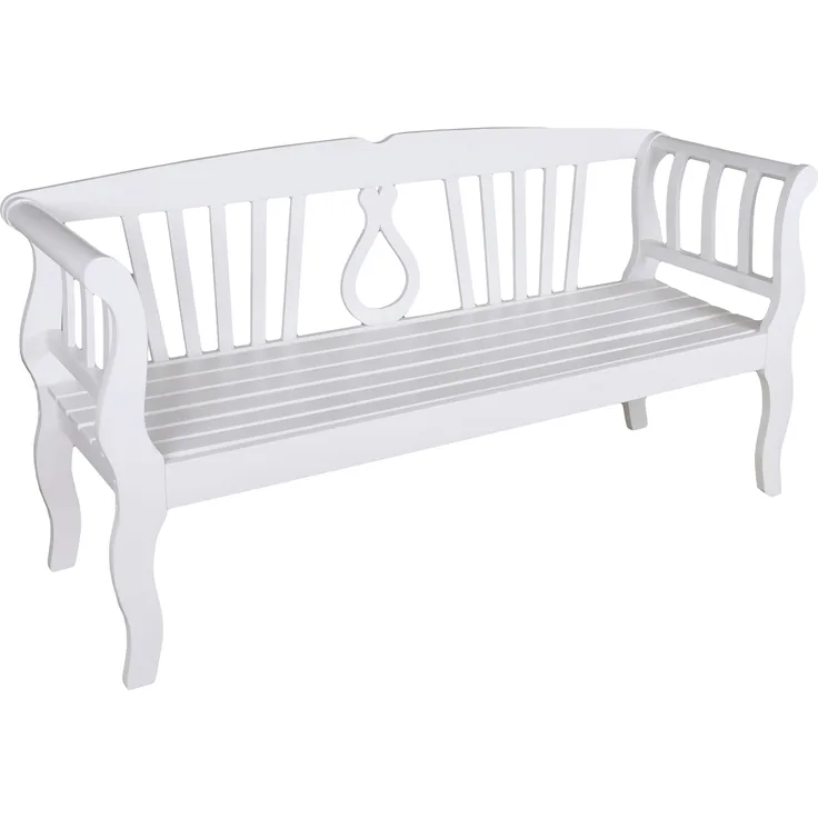 Gartenbank KAUNAS - 175cm Breit, Eukalyptus, Weißgrau | Terrassenbank Wetterfest Sitzbank Outdoor Bank