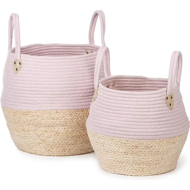 KidsDepot Kori Set Aufbewahrungskörbe Rosa / Natur Rosa