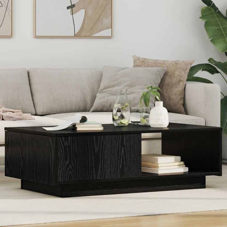 Couchtisch Sofatisch, Schwarz Eichen-Optik 95 x 55 x 31 cm Holzwerkstoff d381e – Bild 2