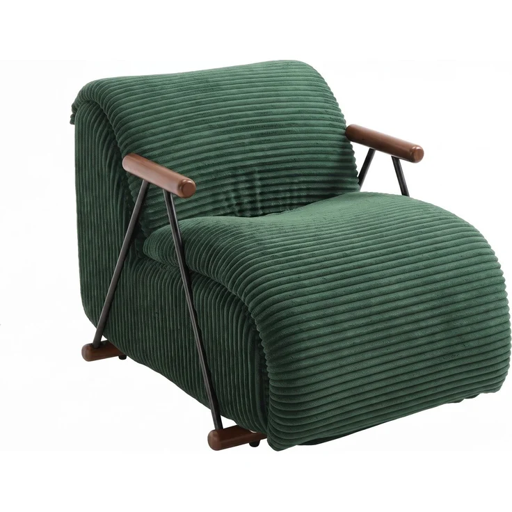 LVHOM Relaxsessel mit Lattenrost, ergonomischer Fernsehsessel, gepolsterter Loungesessel mit Armlehnen, XXL Lesesessel für Wohn- und Schlafzimmer, Cord Grün – Bild 2