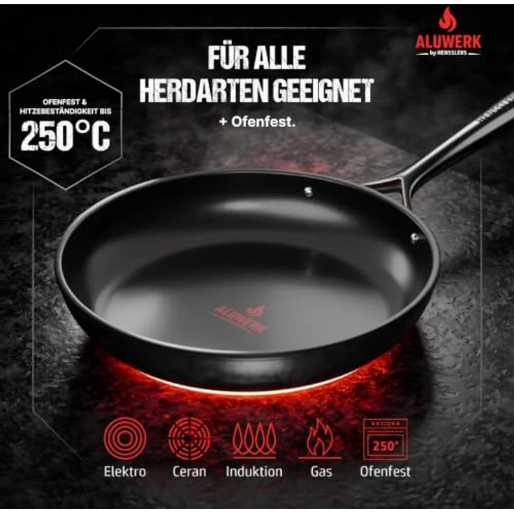 ALUWERK Bratpfanne Induktion 28cm, titanverstärkte Keramik mit natürlich hohem Antihaftverhalten und Cold-Handle aus Edelstahl – Bild 4