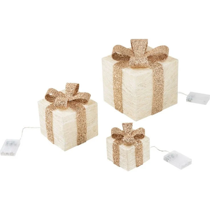 Bambelaa! LED Dekolicht Bambelaa! Led Deko Leucht Geschenk Boxen 3er Set inkl. Timer Funktion, Gelb – Bild 4