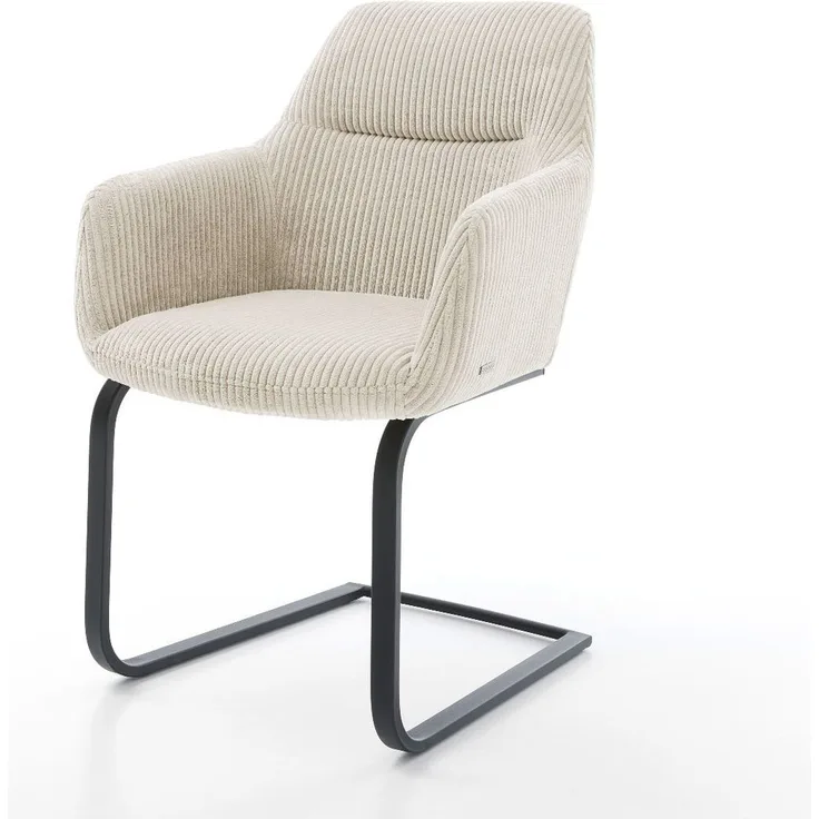 Delife Freischwinger Pejo-Flex Freischwinger Taschenfederkern, Cord Beige, 58x64x85 cm