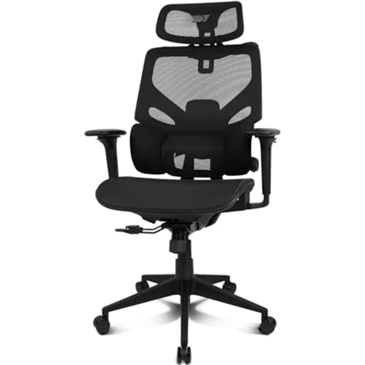 DRIFT GAMING DRAIR400 - Professioneller Gaming Chair, hochwertiges Mesh und verstärktes Polymer, 4D verstellbare gepolsterte Armlehnen, Kolbenklasse 4, drehbar, neigbar, verstellbar, schwarz. – Bild 1