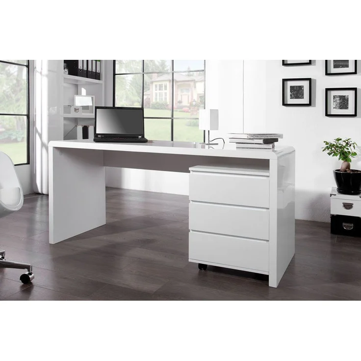 riess-ambiente Schreibtisch FAST TRADE 160cm weiß, Arbeitszimmer · Hochglanz · groß · Modern Design · Home Office – Bild 5