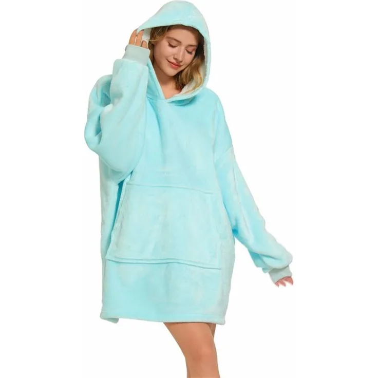 Deckenpullover Pullover Decke Kuscheldecke Oversize Unisex Hellblau