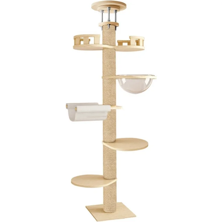 Rutaqian Kratzbaum 315 / 310 cm (H), Katzenbaum für Garten, Balkon,Bis 10-30kg, Höhenverstellbar Katzenklettergerüst für große katzen, Kippschutz