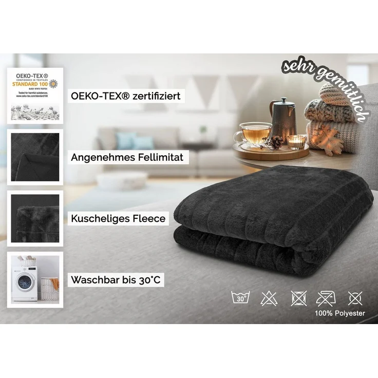 Wohndecke, ZOLLNER, extra flauschig, warm, 150 x 200 cm, 100% Polyester, extra flauschig – Bild 2