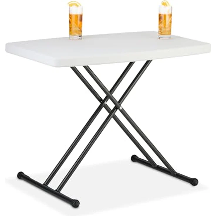 Relaxdays Campingtisch, rechteckig, Weiß, faltbar, 78x71x49 cm, klappbar, höhenverstellbar, für Garten und Camping – Bild 1
