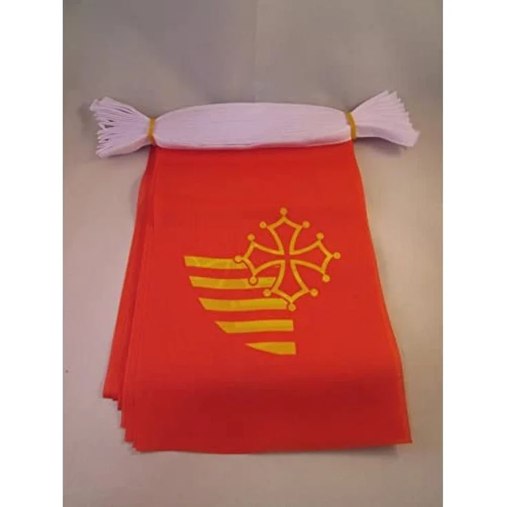 AZ FLAG - Fahnenkette Languedoc-Roussillon 6 Meter Mit 20 Flaggen - 21x14 cm - Okzitanien Girlande Flaggenkette 14x21 Cm