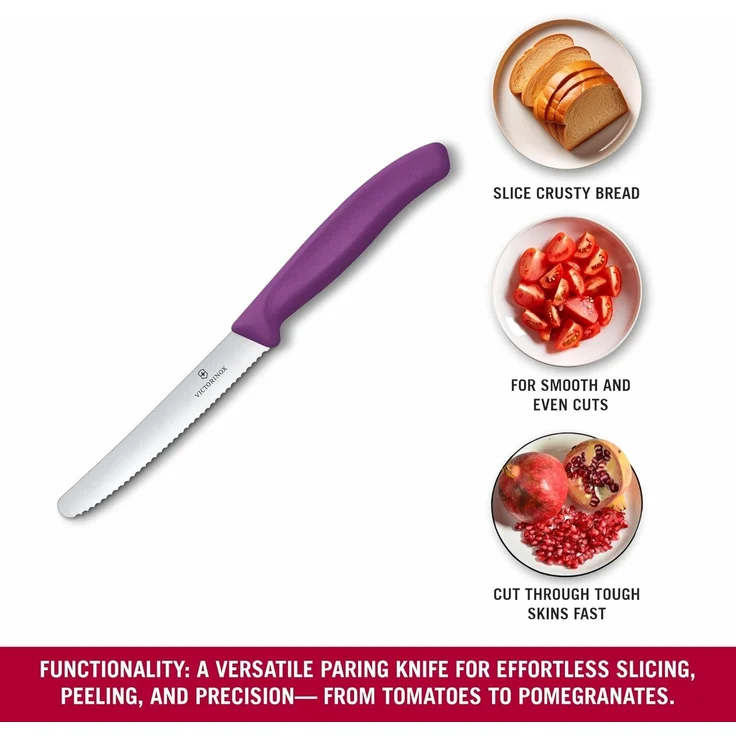 Victorinox Swiss Classic, Tomaten & Tafelmesser, 11cm, Wellen, Violett – Bild 6