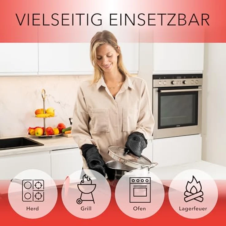 AVANA Topfhandschuhe Silikon Ofenhandschuhe Backhandschuhe Kochhandschuhe, (1 Paar Ofenhandschuhe aus Silikon), weiches Baumwoll-Innenfutter, Anti-Rutsch, Hitzebeständig bis 350°C – Bild 7