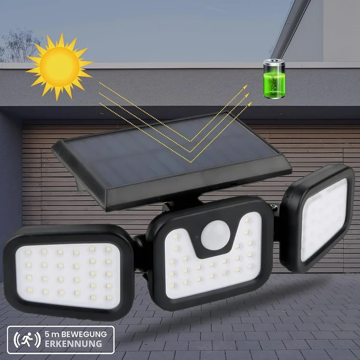 Forever Light Solar LED Lampe SUNARI FLS-03 600 lm PIR IP65 schwarz – Bild 3