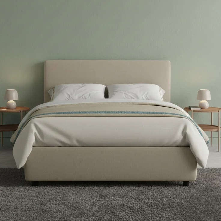 Talamo Italia - Doppelbett Ascenza, Bettkasten mit Kunstlederbezug, 100 % Made in Italy, Öffnung vorne, inklusive Matratze 120x190 cm, taubengrau