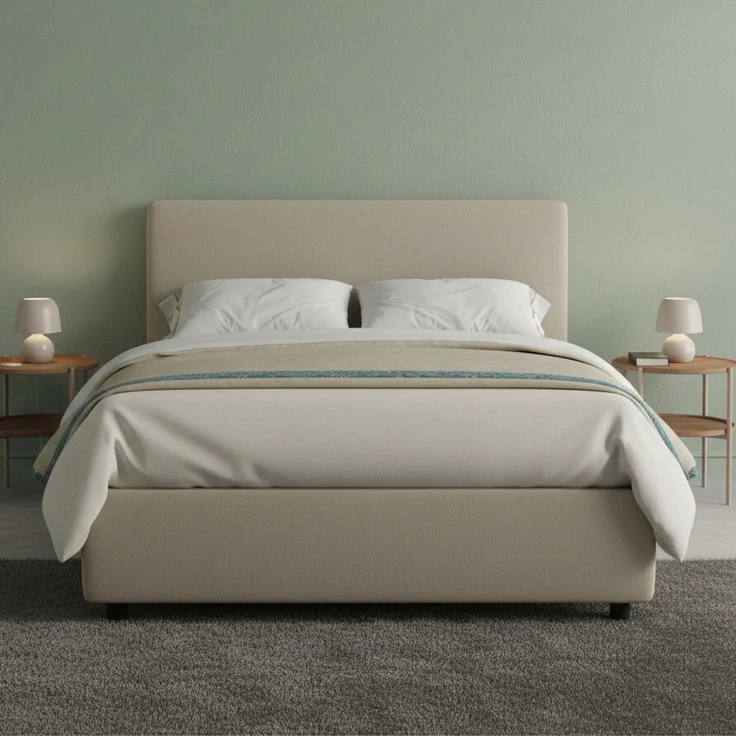 Talamo Italia - Doppelbett Ascenza, Bettkasten mit Kunstlederbezug, 100 % Made in Italy, Öffnung vorne, inklusive Matratze 120x190 cm, taubengrau