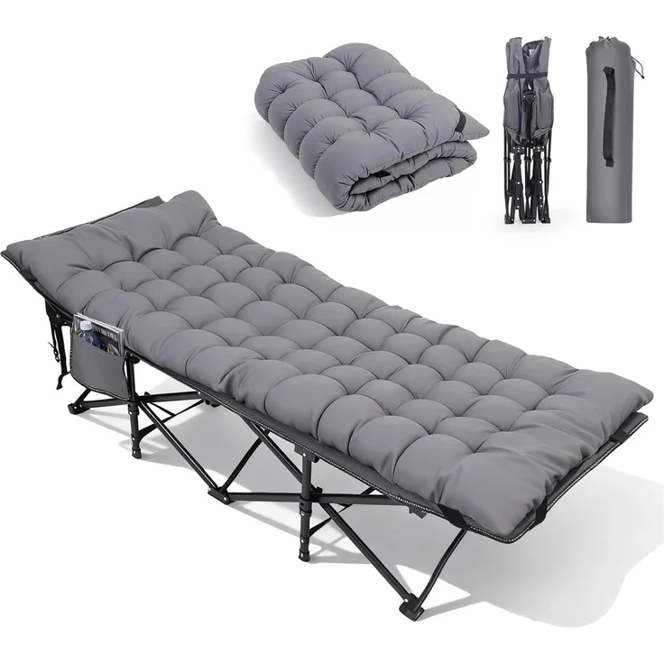 Sekey Feldbett Campingbett Klappbar Campingliege mit Matratze Angelliege Klappbett bis 200 kg – Bild 2