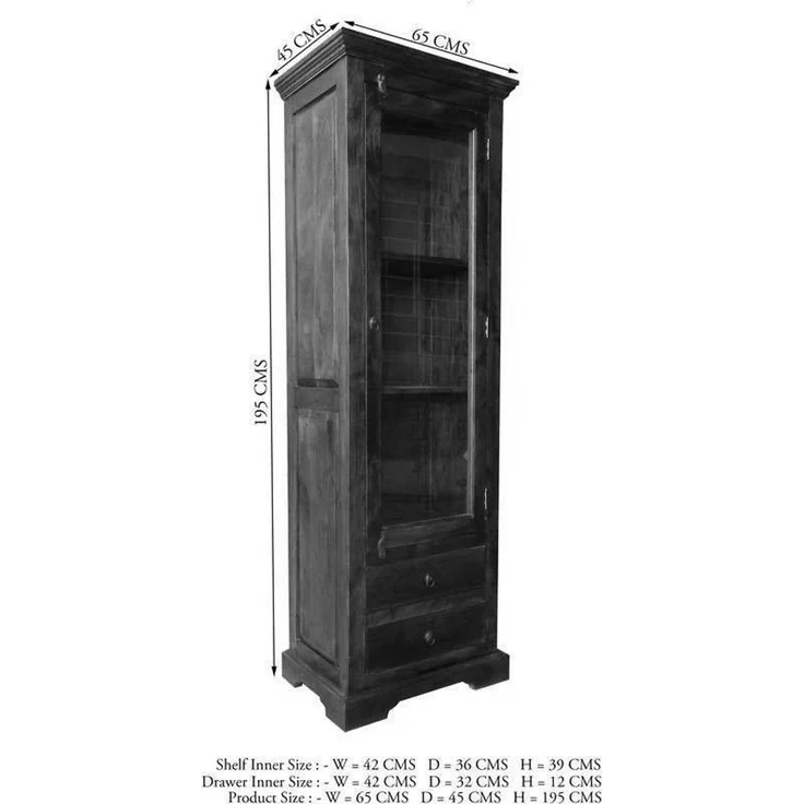 Vitrine Akazie 65x44x191 nougat lackiert OXFORD #432 – Bild 6