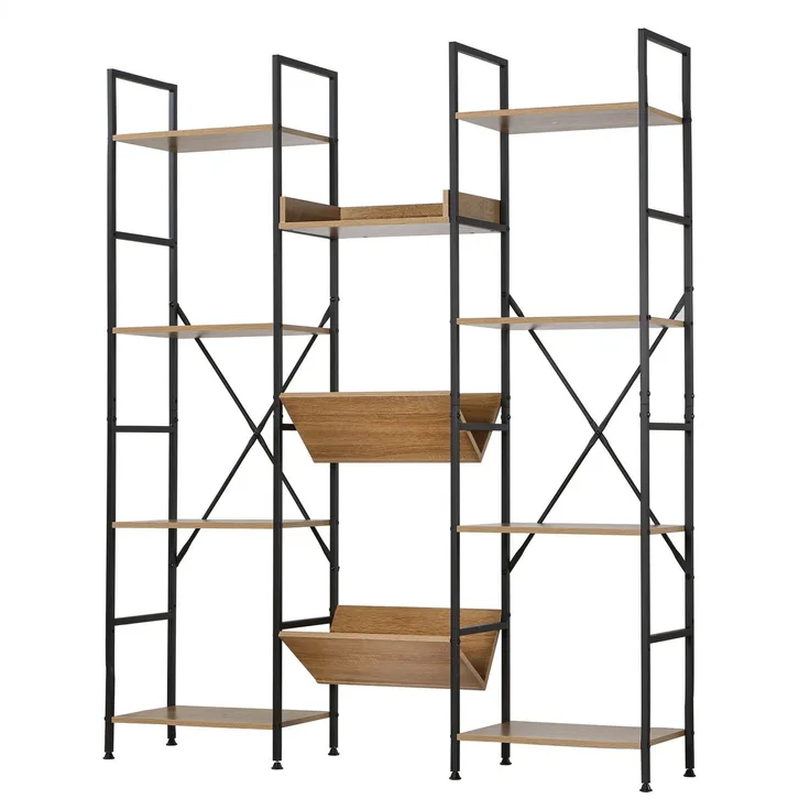 Casâme Regal 11 Ebenen Industrial-Stil - L125 x H150 cm - Helles Holz
