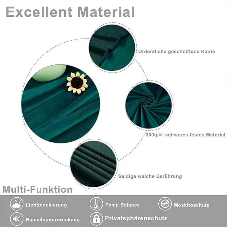 Woltu Vorhang (1 St), Multifunktionsband, blickdicht, mit Kräuselband blickdicht 300g/m² – Bild 3