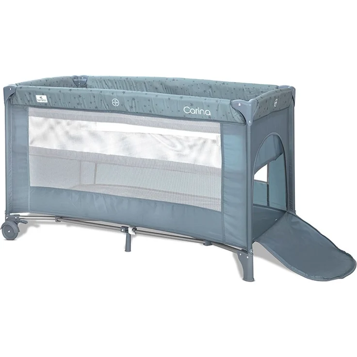 Lorelli Reisebett Carina 2 Ebenen Matratze Tragetasche faltbar Räder mit Bremse blau – Bild 3