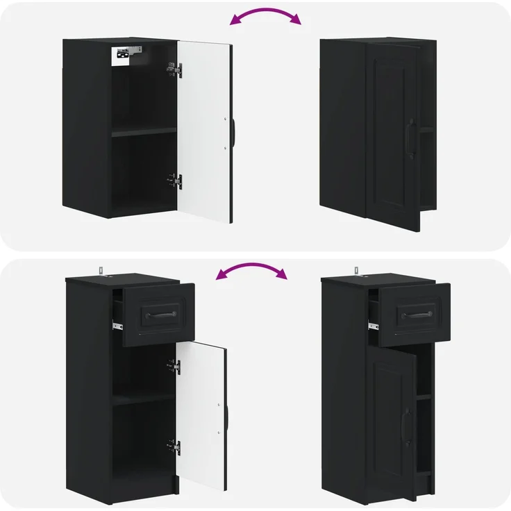 vidaXL 4-teiliges Badezimmer-Schrank-Set UTRECHT Schwarz Holzwerkstoff 3417973 – Bild 8