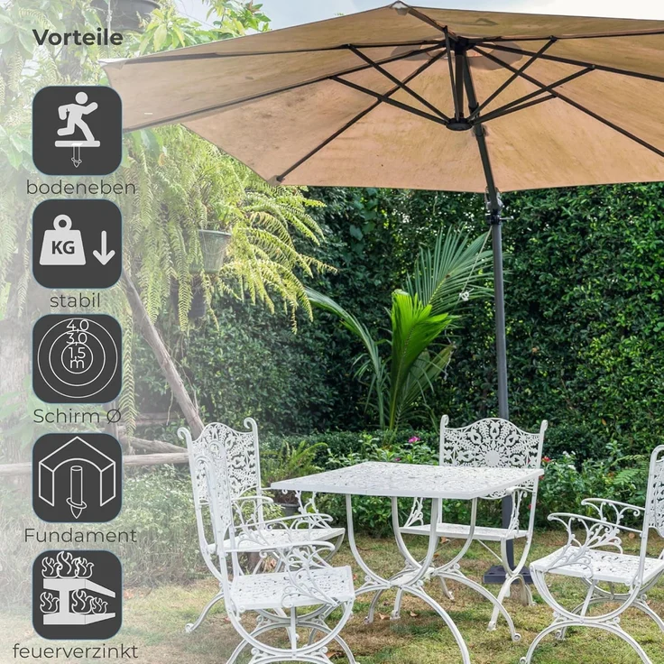 osoltus Einbetonier Bodenanker Bodenhülse für Ampelschirm verzinkt – Bild 2