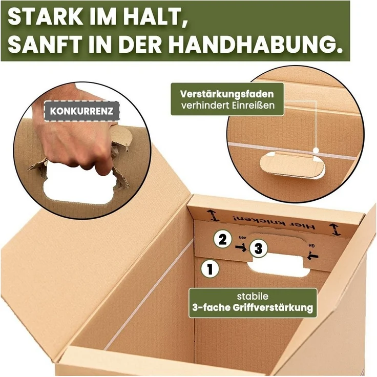 KK Verpackungen Aufbewahrungsbox (Spar-Set, 25 St, 25er-Set), Umzugskartons Umzugskiste Bücherkarton in Basicqualität Braun – Bild 3