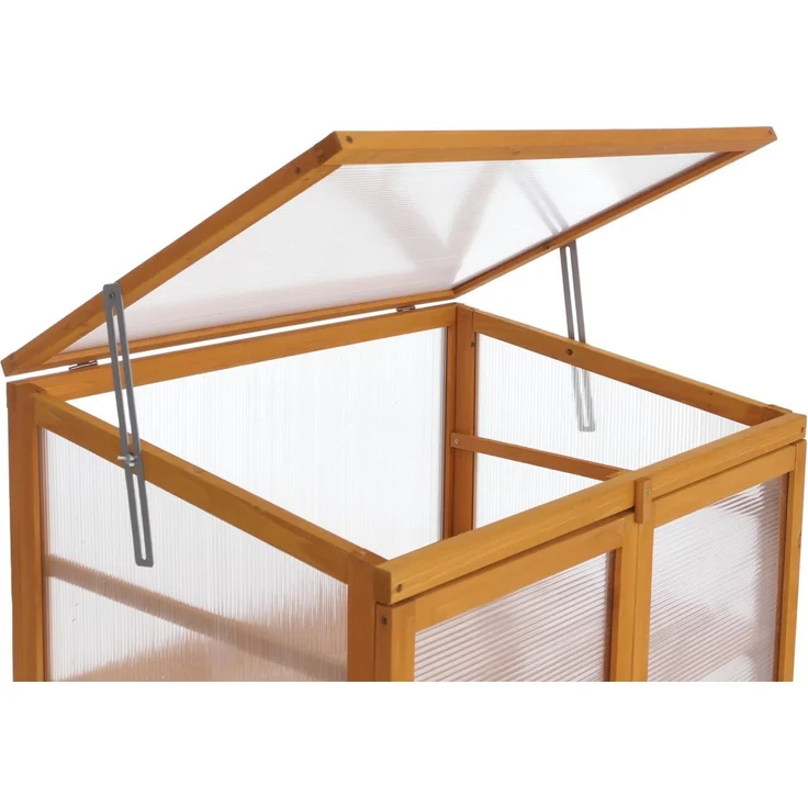 Gewächshaus HWC-Q13, Treibhaus Anzuchthaus Frühbeet Fenster verstellbar Holz FSC®-zertifiziert 110x76x57cm ~ natur – Bild 5