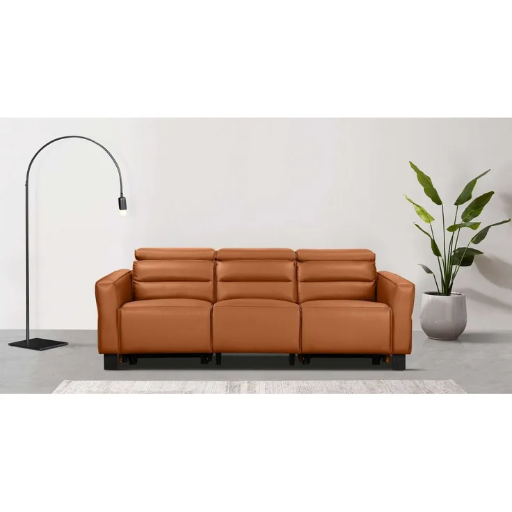 Places of Style 3-Sitzer Carpari, 224cm, manuelle od. elektrische Relaxfunktion in 2 Sitzen, mit USB, Kopfteilverstellung, Echtleder, Kunstleder, Webstoff