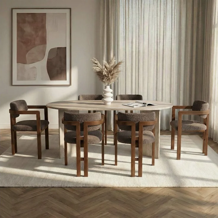 Skye Decor Essgruppe Sablin Boho Set, (Set, 7-tlg, 1 Tish, 6 Stühle), bestehend aus 6 Stühl und 1 Tish Modernes Esszimmer Set – Bild 3