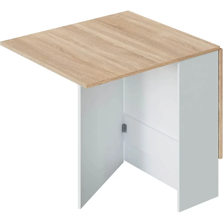 Habitdesign Fly Beistelltisch, Melamin, Weiß/Eiche, L31/140 x H78 x P77cm – Bild 3