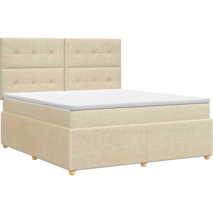 vidaXL Boxspringbett mit Matratze Creme 180 x 200 cm Stoff 3454457 – Bild 2