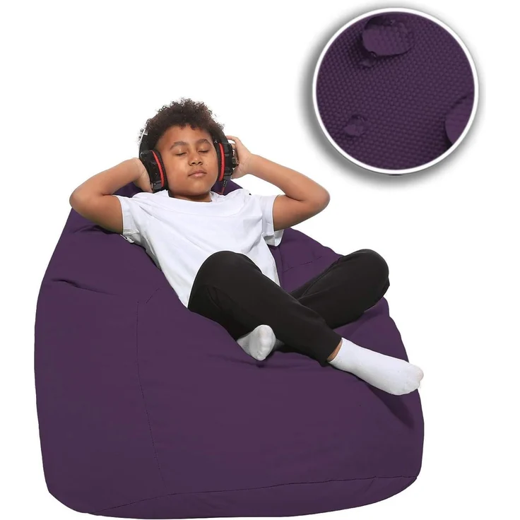 HomeIdeal - Sitzsack XXL Bodenkissen für Erwachsene & Kinder - Geeignet für Gaming oder Entspannen - Indoor wie Outdoor da er Wasserfest ist - mit EPS Perlen, Farbe:Lila, Größe:XXXL – Bild 8