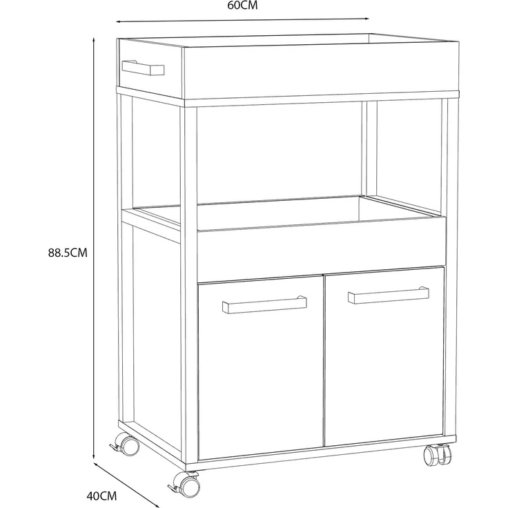 FORTE Home Bar Barschrank mit Rollen, Holzwerkstoff, Beige, 60 x 88,5 x 40 cm – Bild 6
