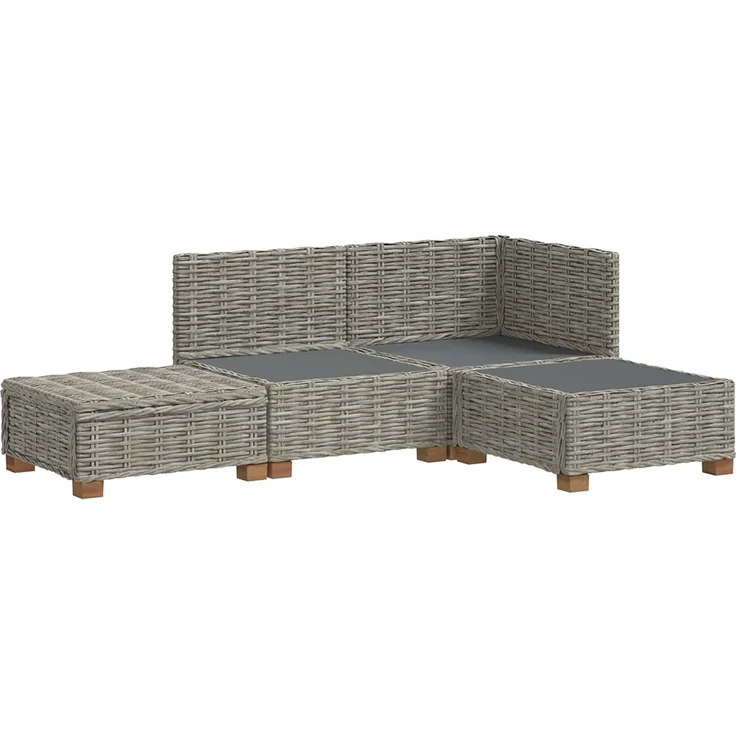 vidaXL 4 stk. Rattan-Lounge-Set mit Kissen GENDT Naturrattan Kubu Grau 3429845 – Bild 4